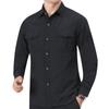 Men's Casual Loose-Fit Long-Sleeve Shirt - Solid Color, Large Size, Autumn Workwear with Pocket