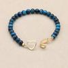 6mm Blue Tiger Eye Beads Copper Heart Shape Beaded Strand Bracelet & Bangle Women Men Lover Handmade Jewelry Valentine's Gifts