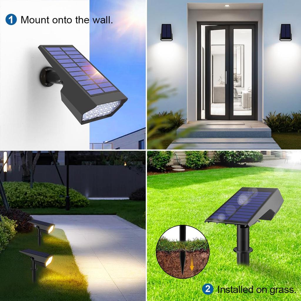 Solar Outdoor LED Spot Lights Waterproof 19 LEDs Solar Lawn Light for Landscape,Courtyard,Garden,Tree Decoration