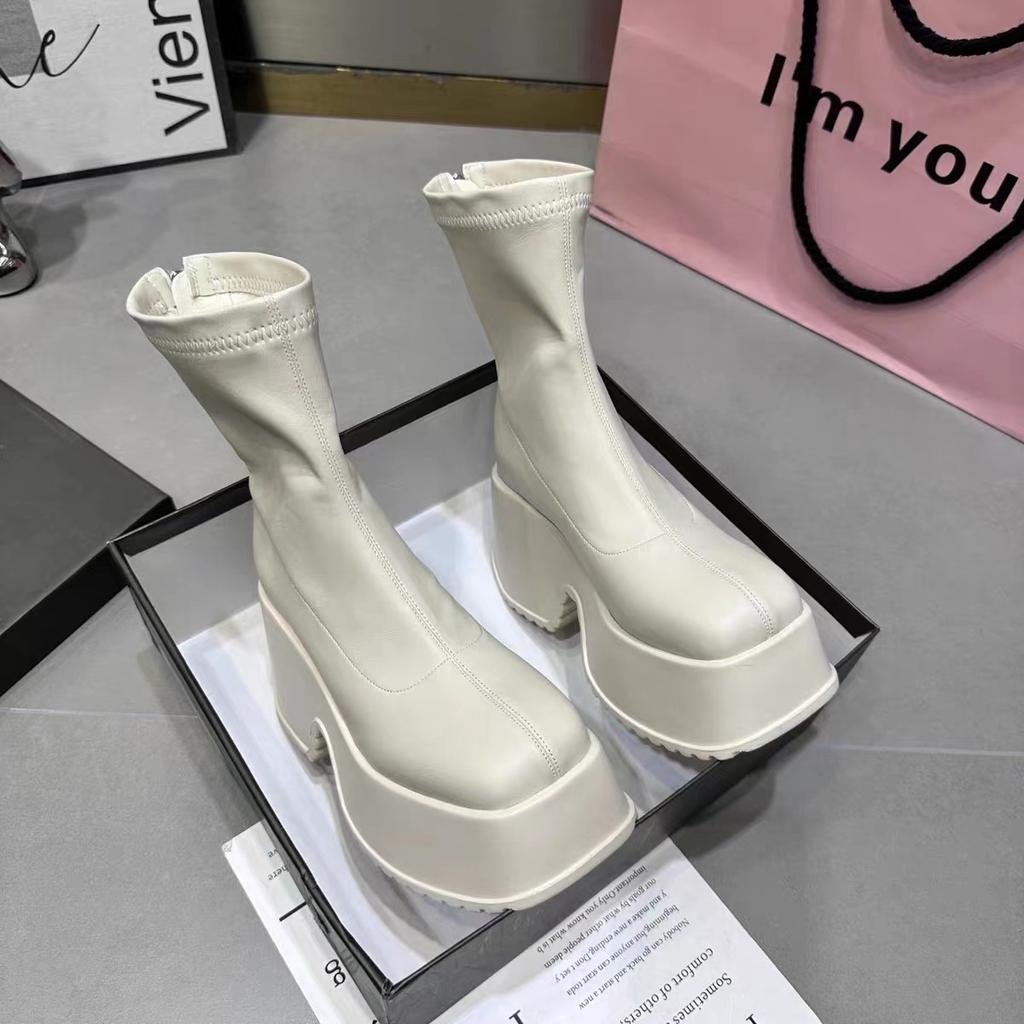 Brand New Women Ankle Boots Gothic Style Sexy Elegant Chunky Platform Shoes Woman Walking Comfy Woman Shoes Platform Shoes