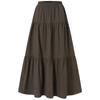 Women Cotton A-line Skirts Summer Loose Casual Elastic Waist Long Skirts