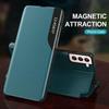 Smart Side Window Cover Bracket Transparent Phone PU Leather Case for IPhone Samsung Huawei Xiaomi Redmi OPPO Realme