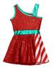 Girls Christmas Shiny Sequin Sleeveless Dress Ballet Dance Leotard Dress Christmas Party Performance Costume