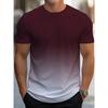 Men's Fashion Gradient Sports T-shirt, Casual Stretch Round Neck Tee Shirt For Summer
