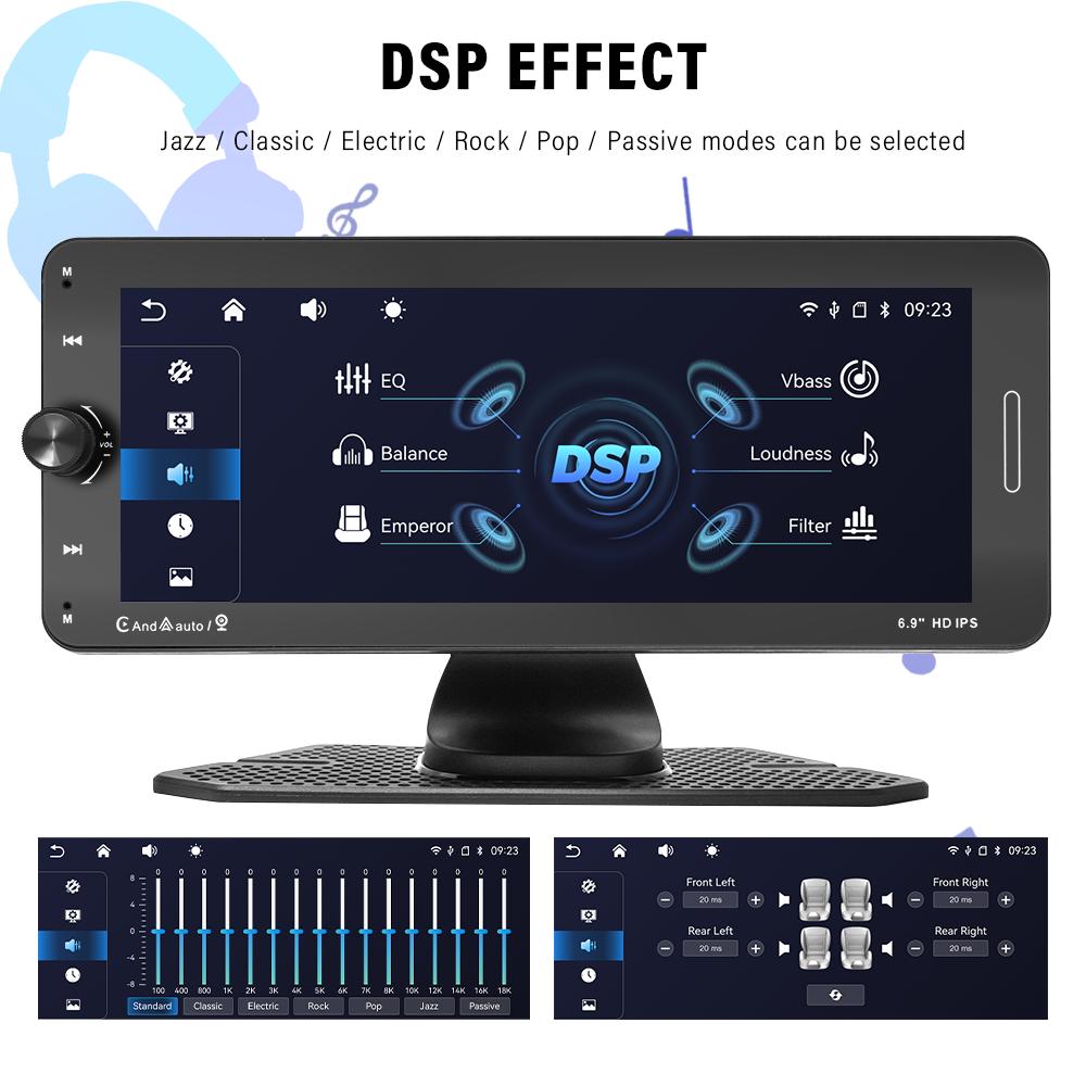 Portable 6.9 Inch Car Radio Wireless Carplay Display HD IPS Touch Screen Player Mirror Link FM BT DSP AUX Built-in Youtube