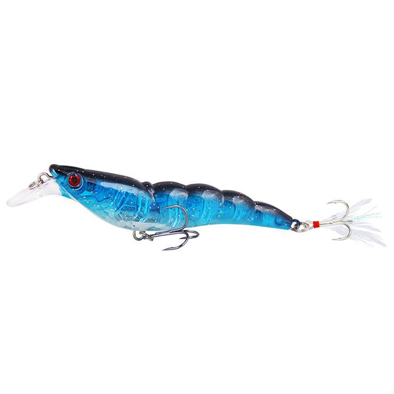 Set of 20 Full Attack Sinking Shrimp Lures, 13.6g/9.5cm, with Blood Groove and Feather Hook.