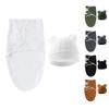 Anti-kick Cotton Baby Blanket Set with Matching Hat Soft Breathable Sleepsack 0-1 Year Newborns Wrap Towel & Bonnet