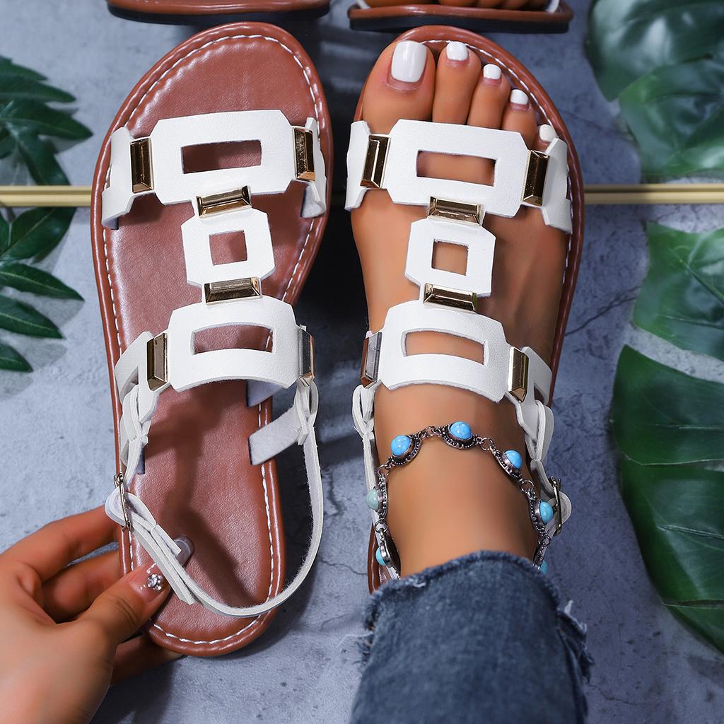 Fashion 2025 Summer New Roman Flats Sandals Women Simple Type Open Toe Beach Flat Sandals Fashion Comfortable Dress Shoes for Women