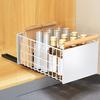 Bowl Dish Storage Rack Large Capacity with Adhesive Rail Pull Out Sliding Drawer Cabinet Organizer Detachable Drainage Plate Heavy Duty Slide Out