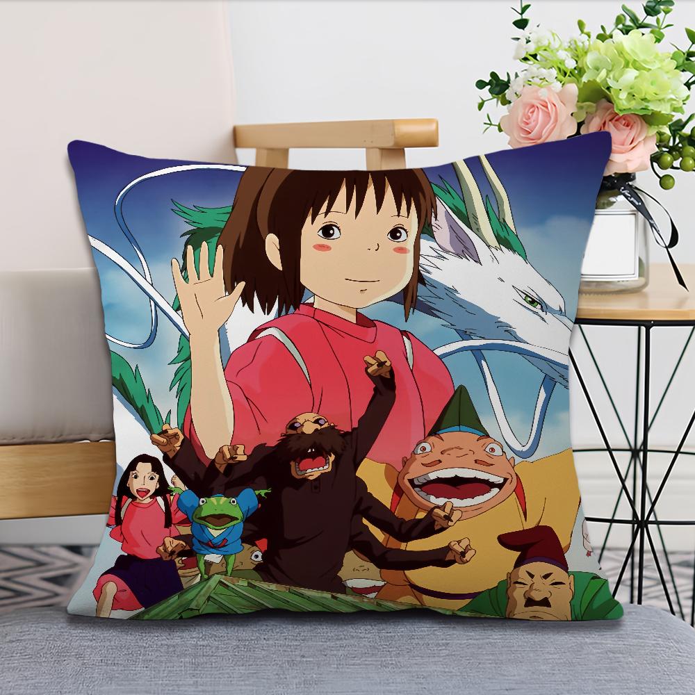 A-Away S-Spirited Cushion Cover Anime Film Soft Comfortable Pillow Case for Sofa Living Room Home Office Decor Protective Covers