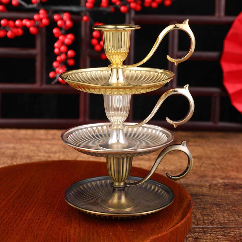 Retro Candle Holder Candlestick Decorative Stand with Base for Holiday Party Decoration