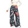 Women's Casual Fashion Christmas Print Elastic Waist Loose Plush Wide Leg Pants