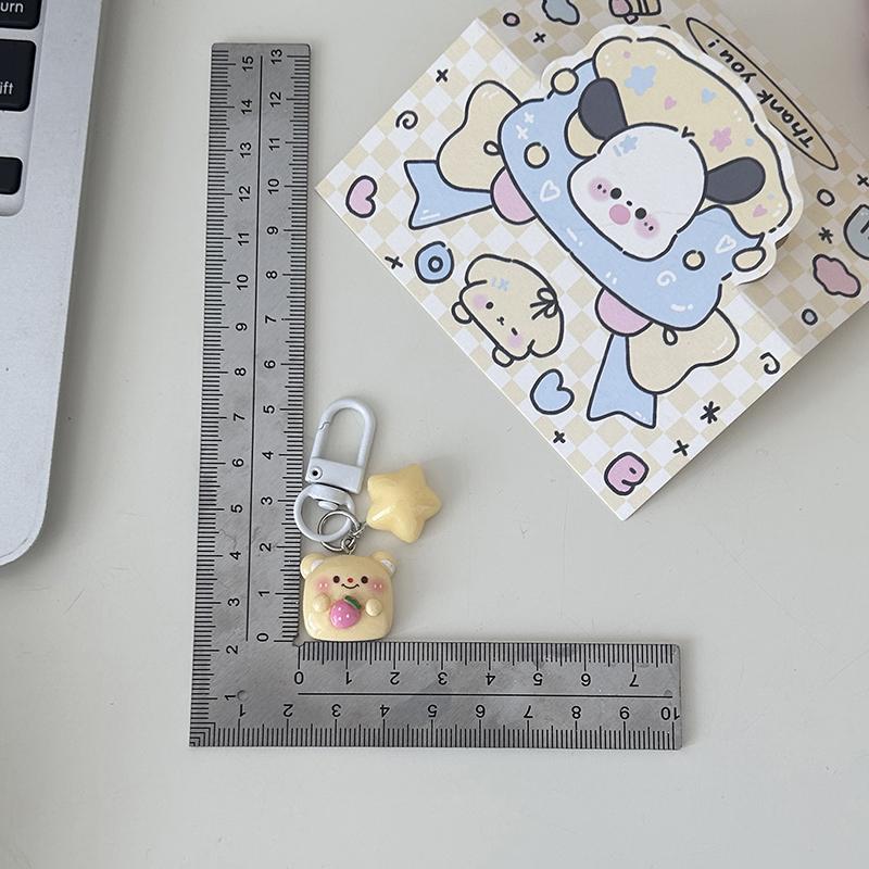 Kawaii Creative Star Bear Keychain Cute Cartoon Car Keychain Pendant School Backpack Decoration Accessories Kids Toy Gifts