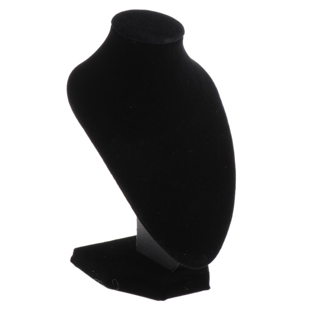 Velvet Necklace Bust Display Stands Pendant Chain Jewelry Rack Black