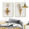 Art Golden Leaves Flowers White Flowers Gold Tulip Decorative Paintings Modern Bedroom Hanging Paintings Canvas Wall Art