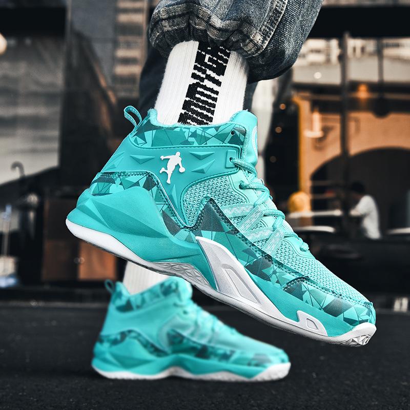 Mandarin Duck Basketball Shoes Flying Woven Mesh Student Sports Shoes High Top Basketball Shoes Cement Boots Flying Line Sneakers