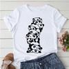 Aesthetics Cute Panda Print Women Basic Tees Cartoon Top O-Neck Simple Tee Short Sleeve T-Shirt Ladies Tees Graphic White Tshirt