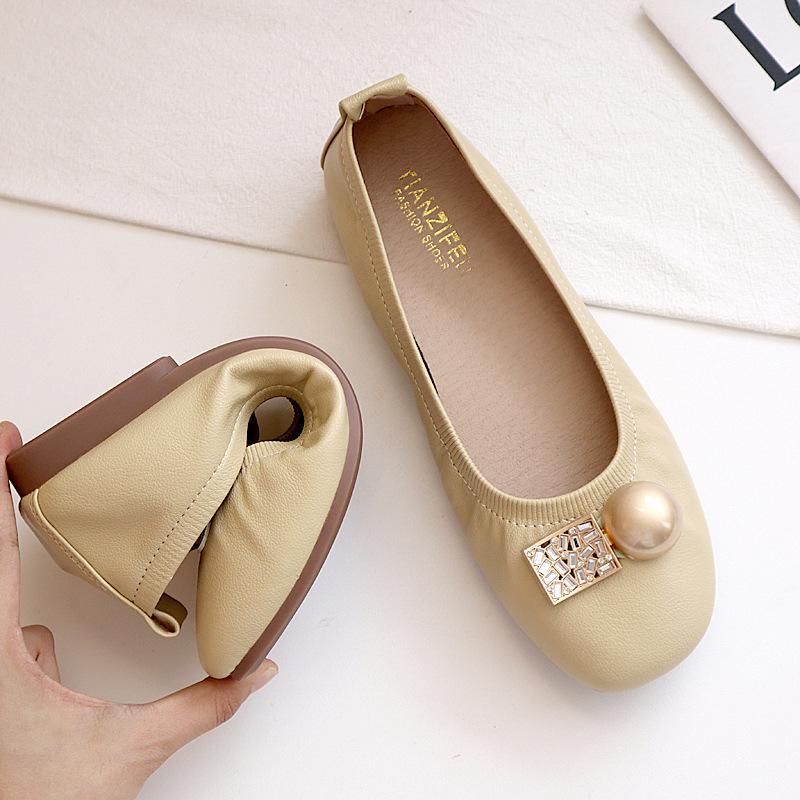 New Rhinestone Design Women Flats Shoes Woman Loafers Spring Autumn Casual Slip On Ladies Ballets Square Head Flat Shoes