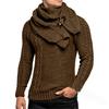 Men's Winter Casual Neck Wrap Head Long Sleeve Sweater In Solid Color