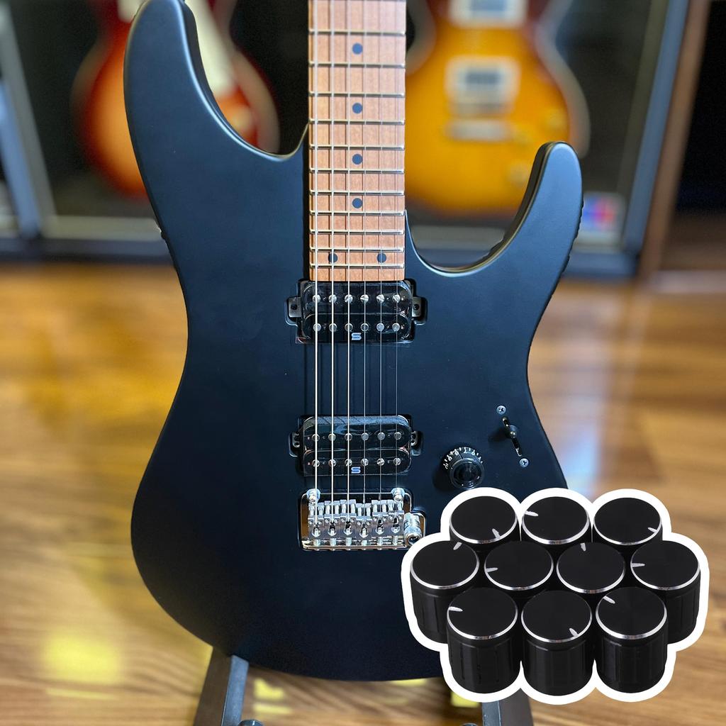 Yibuy Volume Control Dome Knob Rotation Knob for Electric Aluminum 10pcs Black Inner Diameter 6mm Guitar/Bass