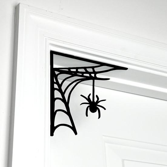 Хэллоуин паутина дверная рама украшения деревенский деревянный черный паук паутина дверной угловой знак домашний офис передняя дверь Топпер няня орнамент