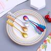 Mini Stirring Handle Stainless Spoon Rose Design To Steel Easy Use