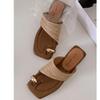French Niche Out Summer New Sandals 2025 High Value Toe Cool Outside Vacation Retro Woven Slippers Women