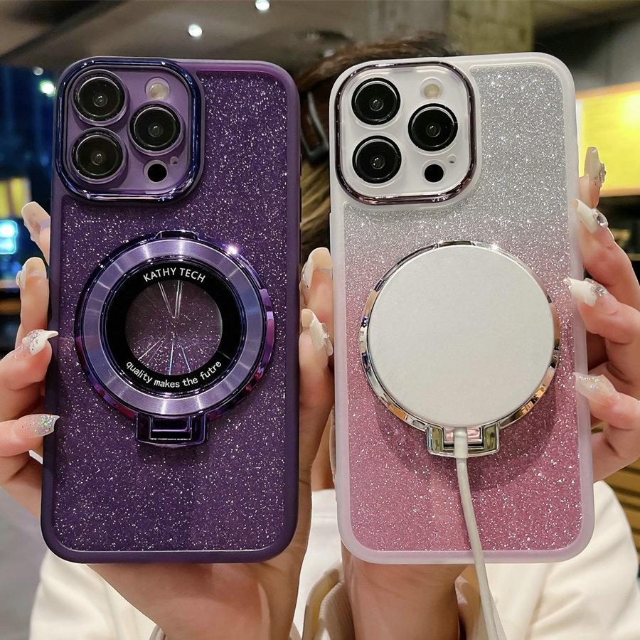 For iPhone 15 14 13 12 11 Pro Max Bling Ring Holder Anti-Shock Case Glitter Rugger Armor TPU Case For iPhone 15 14 Plus