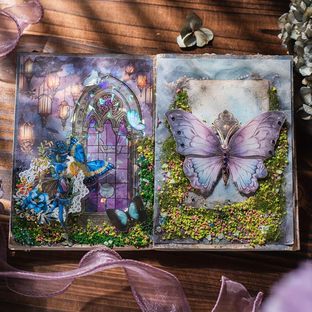 50 Sheets/Pack Vintage Fantasy Background Palace Flower Decoration Material Paper Perfect for Journal Scrapbooking DIY Supplies