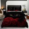 3pcs Black Cat Pattern Printed Bedding Set, 1*quilt Cover+2*pillowcase, Suitable for King Bed, Single Bed for All Seasons