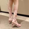 Fashion Dress Sandals Women 2025 Brand Shoes Female Ankle-wrap Women's Sandals Butterfly High Thin Heels Shoes Women