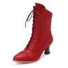 2025 New Lace Up Ladies High Heel Shoes Strange Steampunk Boot Victorian Ankle Boots Women Pointed Toe Thick Soled Short Boots