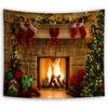 Christmas Tapestry Snowflake Santa Claus Winter Night Hanging Cloth Fireplace Home Christmas Home Wall