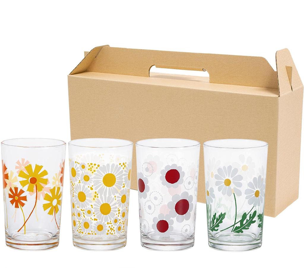 ADERIA Adelia ретро стеклянный стакан 200 мл 4 узора ассорти специальная подарочная коробка сделано в Японии [средний / / набор]