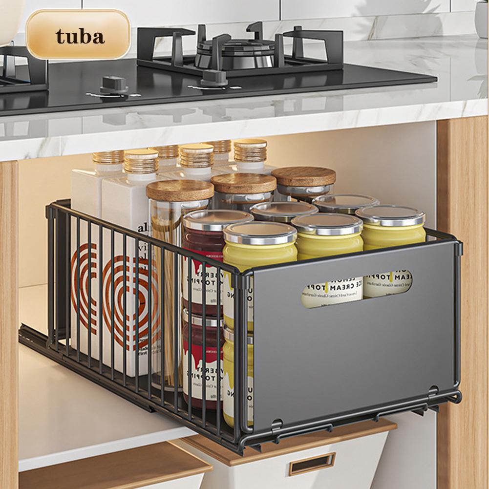 1pc/2pcs Pull Out Drawers, Expandable Roll Out Cabinet Organizer, Foldable Slide Out Drawer Storage Mesh Basket,Under Sink Shelf