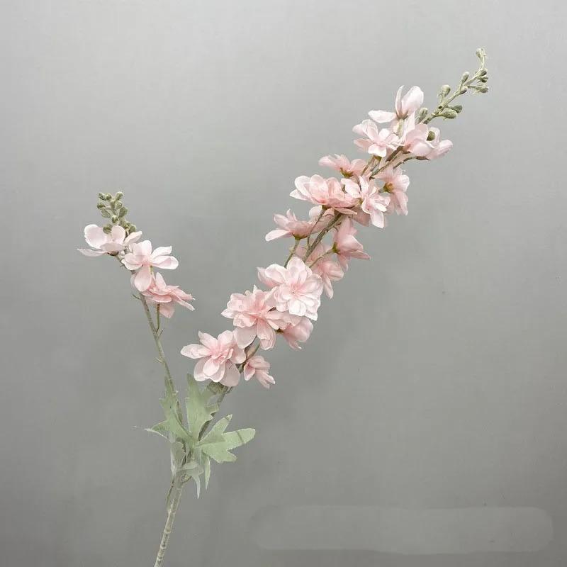Artificial New Flowers Delphinium Flower Branch Fake Leaf Wedding Decoration Outdoor DIY For Home Decorative Vase Accessories