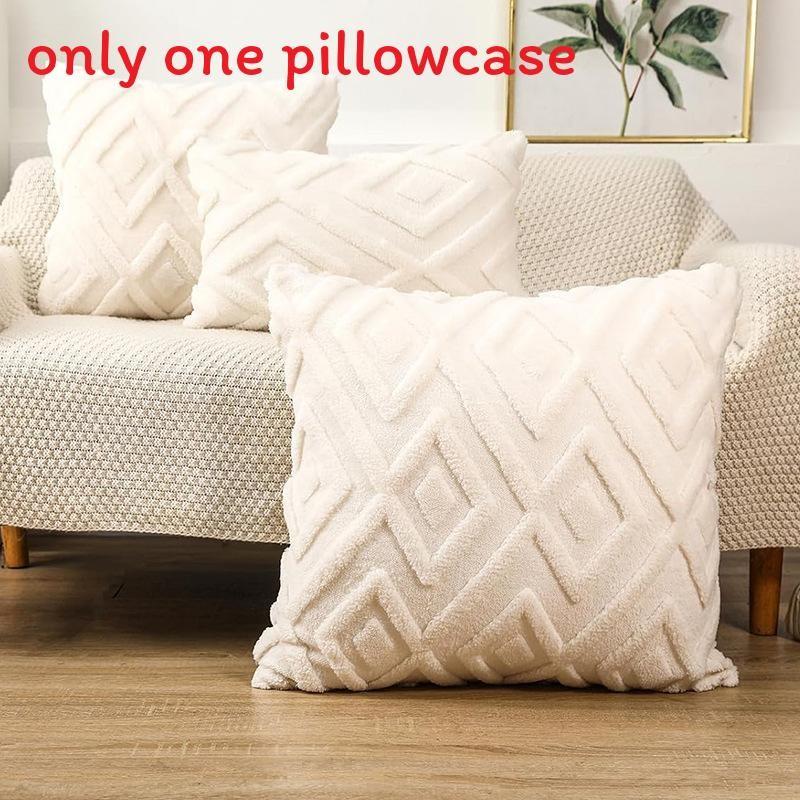 Pillow Geometric Cover Plush Material And Logo Living Room Sofa Home Decor