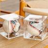 2Pcs Acrylic Baseball Display Case Transparent Cube UV Protected Baseball Holder Golf Tennis Billiard Display Storage Box