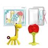 Ange Teether 2-piece Set, Nipple, Giraffe, Apple, Random Delivery (silicon Clip), 1 Set, Korean Baby Products
