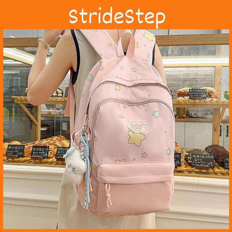 Star Printed Lightweight Casual Backpack With Nylon Material For Teens Daily Use