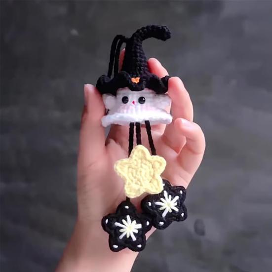 Halloween Crochet Kit Crochet Ghost Bag Charm DIY Kit Crochet Project Ghost Hanging Decoration Craft Set for Crochet Lovers