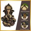 Handcrafted French Brown Mukut Ganesha Idol (3.5") - Perfect for Car Dashboard, Home or Office Decor and Gifting, Idol