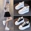 Leather Platform White Shoes Inner Height Increase Women Small 2025 Spring Versatile One Pedal Shoes Muffin Board Shoes Fashion