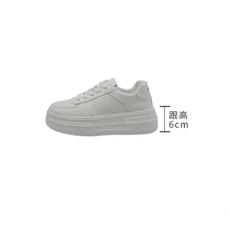 Breathable White Shoes Women 2024 Spring Casual Sports Thick Bottom Shoes Higher Running Board Leather Platform Sneakers Ladies