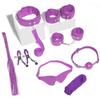 8pcs SM Sex Toy Set, Couple Sex Toys, Collars and Leashes, Handcuffs, Ankle Cuffs, Whips, Mouth Balls, Eye Masks, 10 Meter Rope, Nipple Clip Props