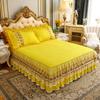 3 Piece Lace Bed Skirt  Ruffled Nordic Bedroom Cover Beds Skirt Non-slip Mattress Cover Bedsheet Bedspread Bedding Set