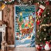 Christmas Door Cover Merry Christmas Backdrop Banner Outdoor Front Porch Door Sign for Holiday Door Wall Home Decor Photo Backgrounds