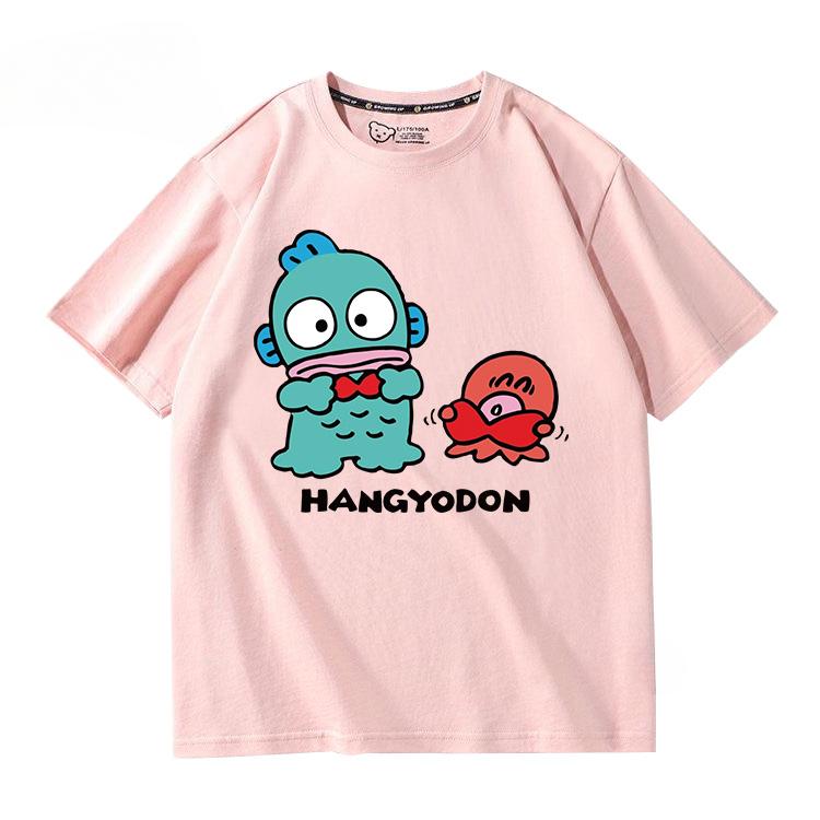 Hangyodon Harajuku Creative Pattern T-shirt Men's Casual Comfortable Summer 100% Cotton T-shirt Trend Fashion Loose T-shirt
