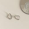 2025 New Korean Copper Color Hoop Earrings for Women Trend Vintage Geometric Irregular Dislocation Ear Studs Earring Zircon