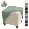 1PC Stretch Ottoman Slipcover Stool Cover T-shape Jacquard Elastic Square Sofa Footrest Covers for Living Room Office Home Decor